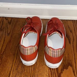 Paul Smith Basso Orange Leather Sneakers w/ White Bottom